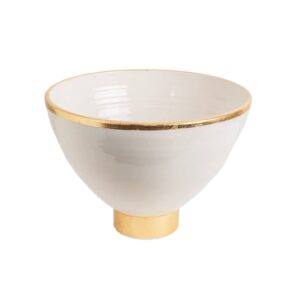 Contempo Collection Small White Footed Bowl with Matte Gold by Abigails