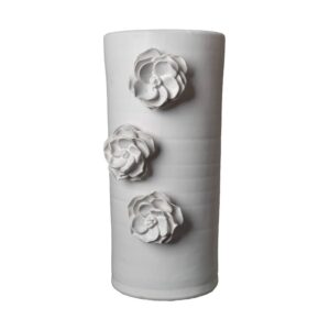 Matte White Catalina Vase with Applied Flowers by Abigails