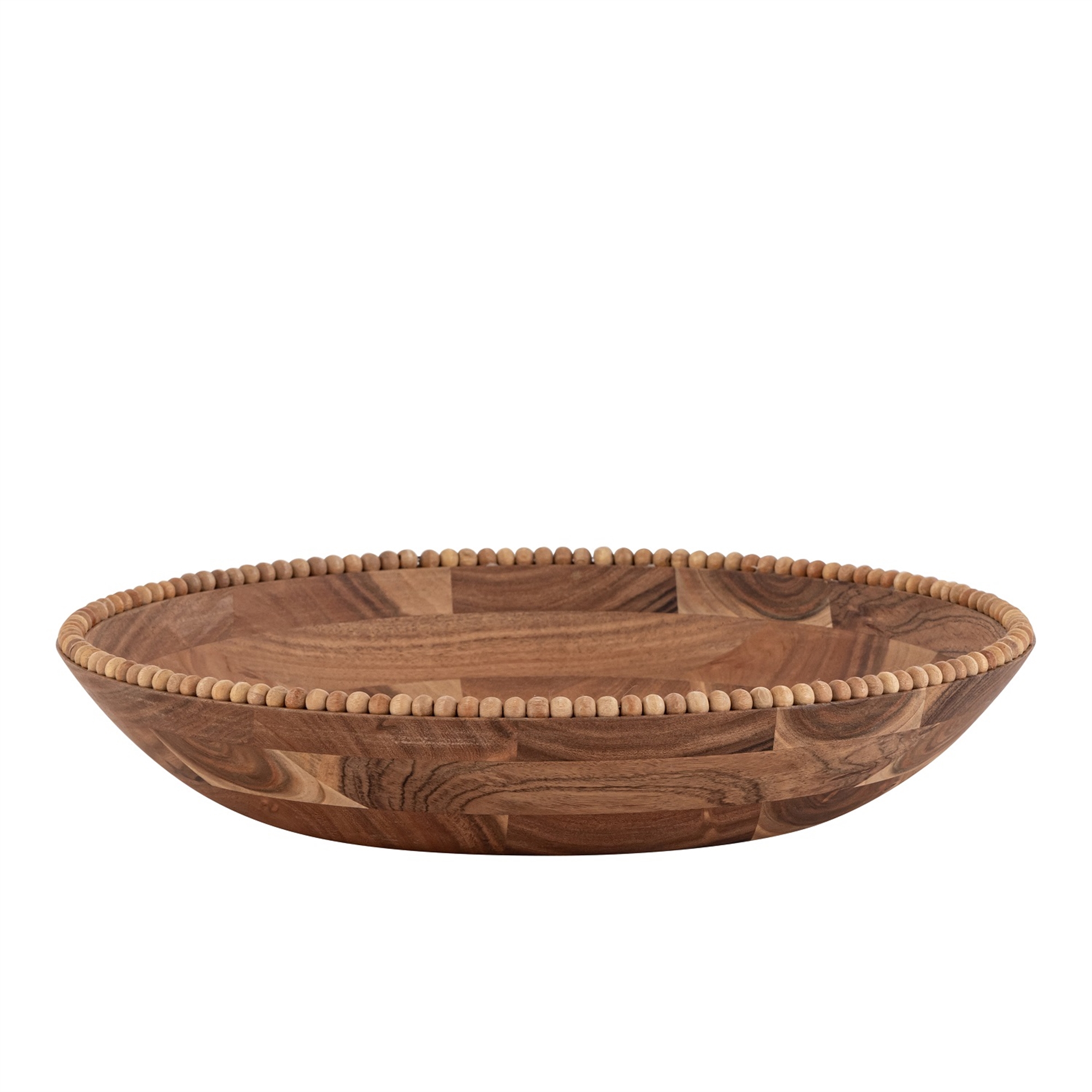 Acacia 18"d Wood Beaded Bowl by BIDKhome
