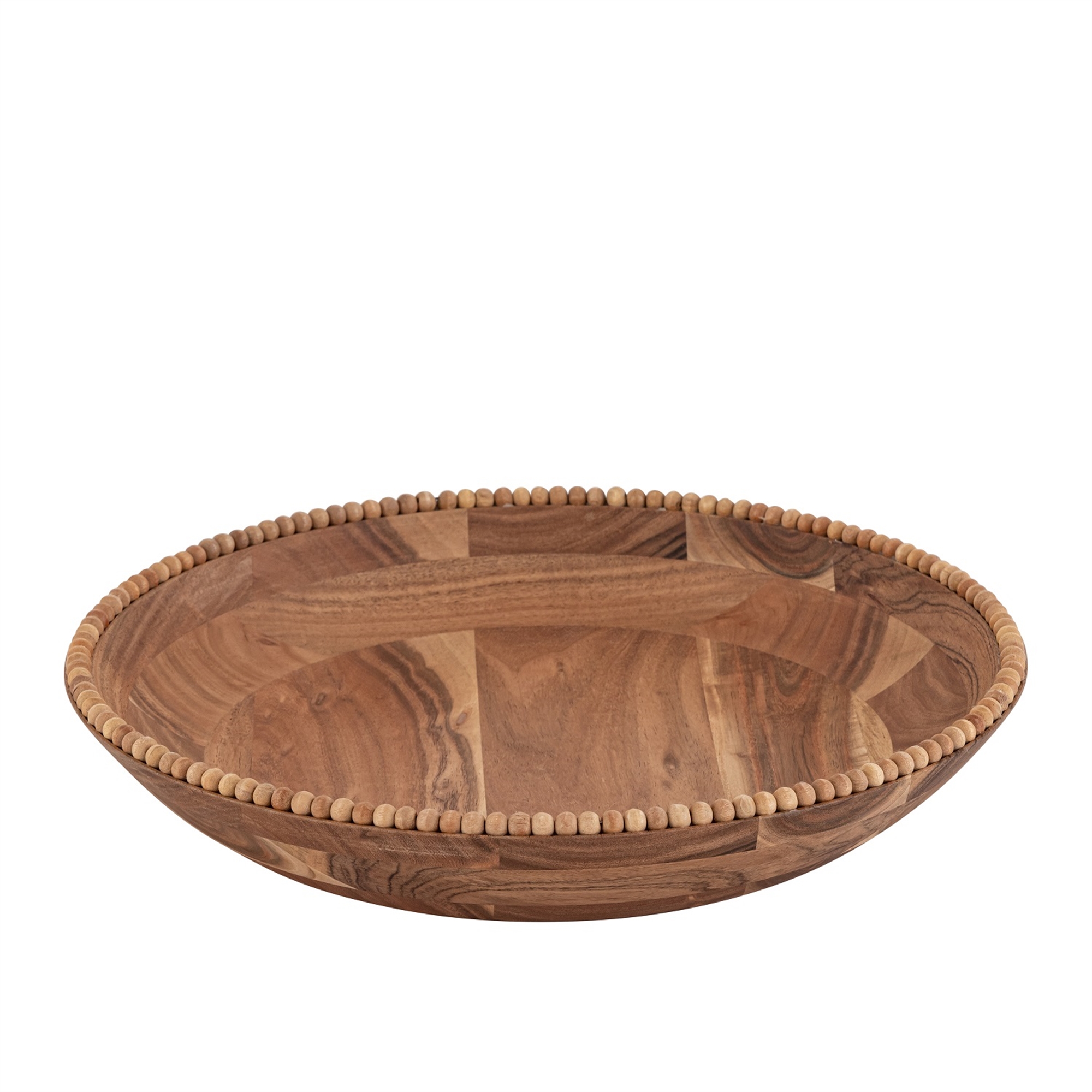 Acacia 18"d Wood Beaded Bowl by BIDKhome - Image 2