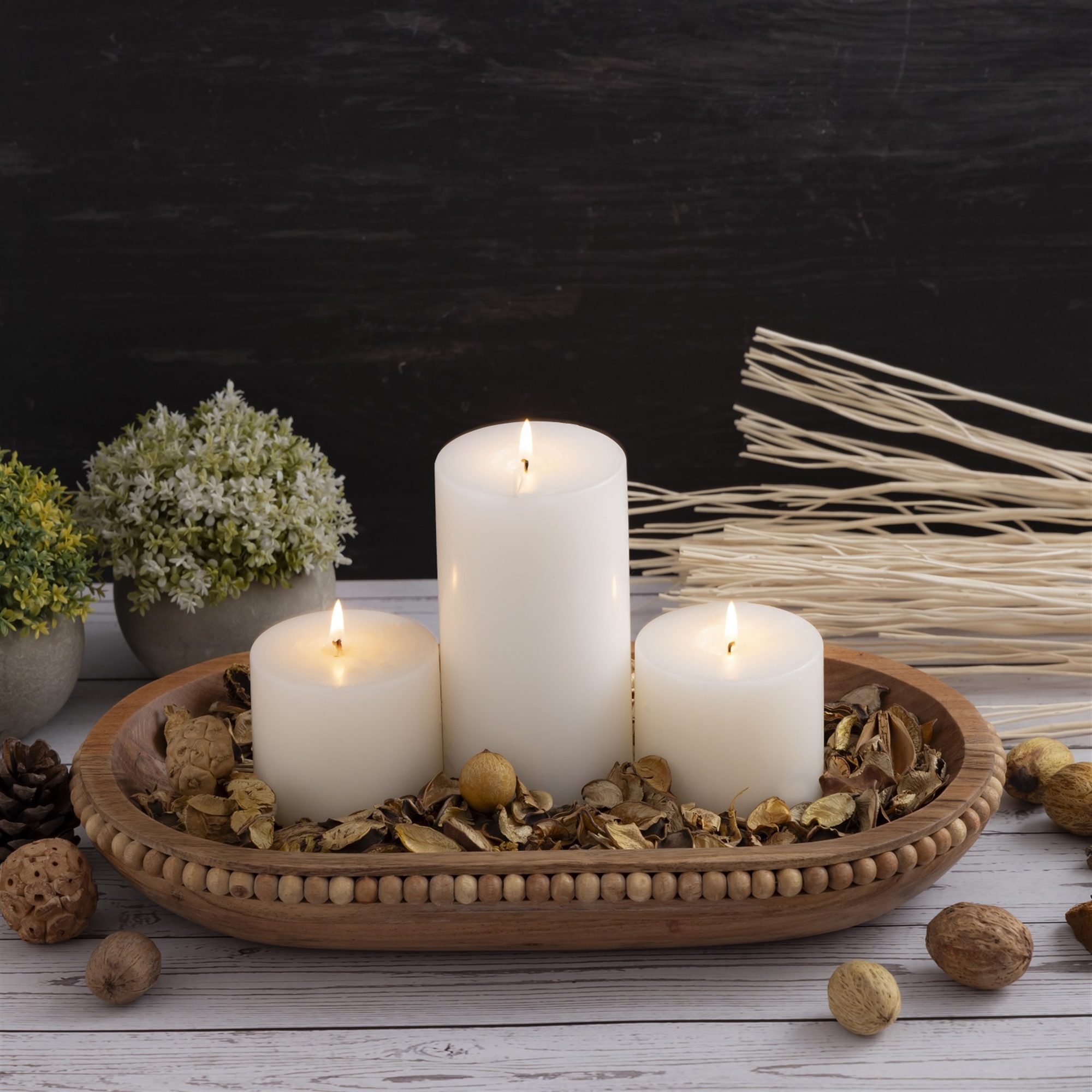 Acacia Wood Beaded Oval Bowl by BIDKhome - Image 6