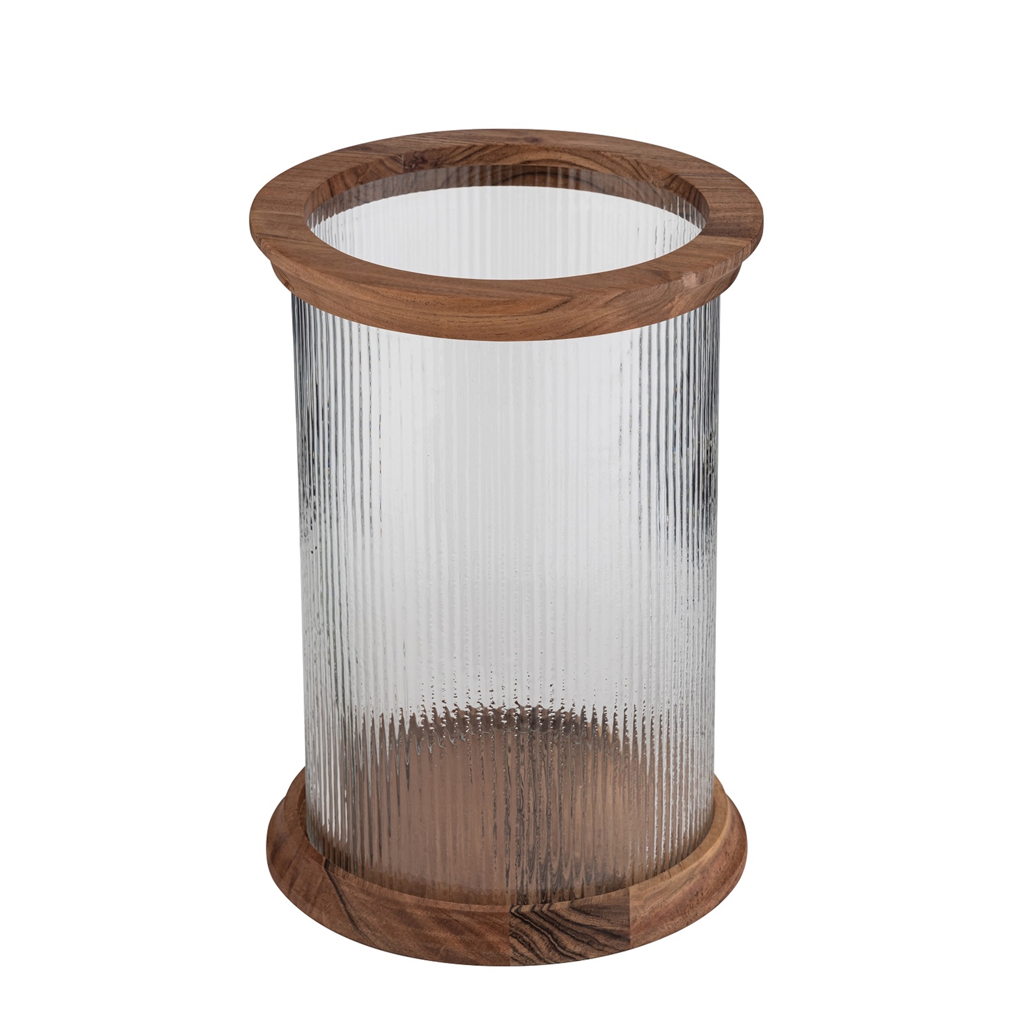 Acacia Wood with Fluted Glass Lantern by BIDKhome - Image 3