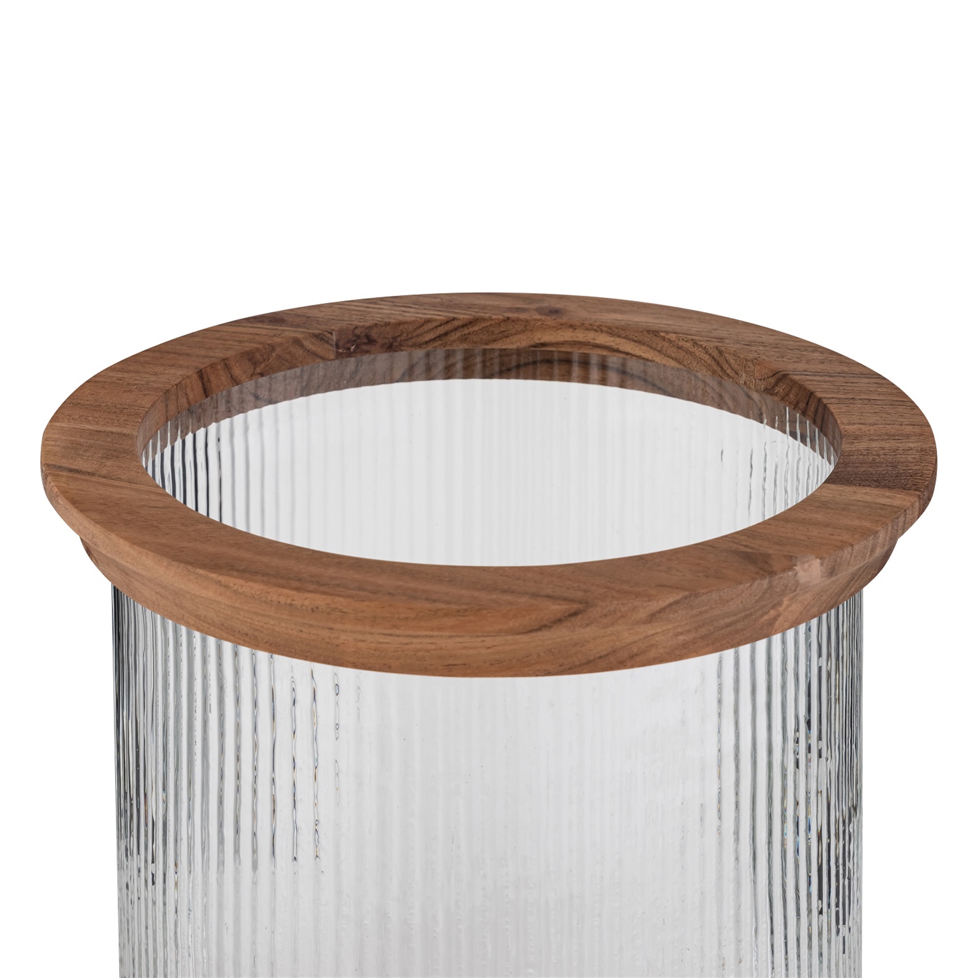 Acacia Wood with Fluted Glass Lantern by BIDKhome - Image 4