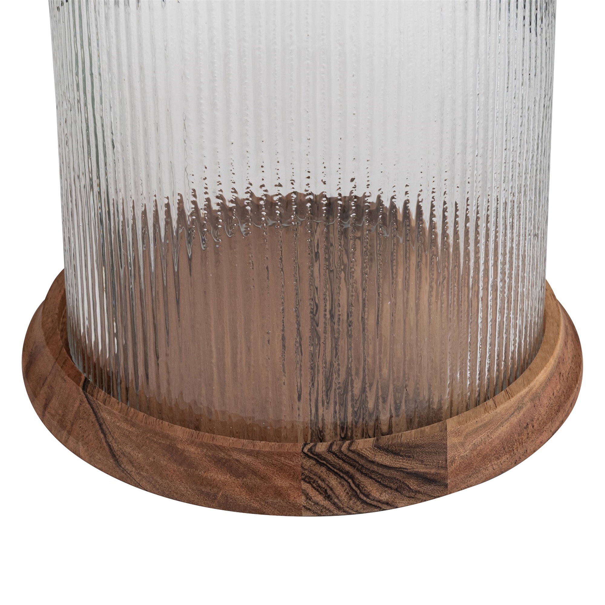 Acacia Wood with Fluted Glass Lantern by BIDKhome - Image 5
