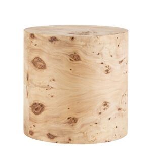 Round Natural Burl Wood Veneer Side Table by BIDKhome