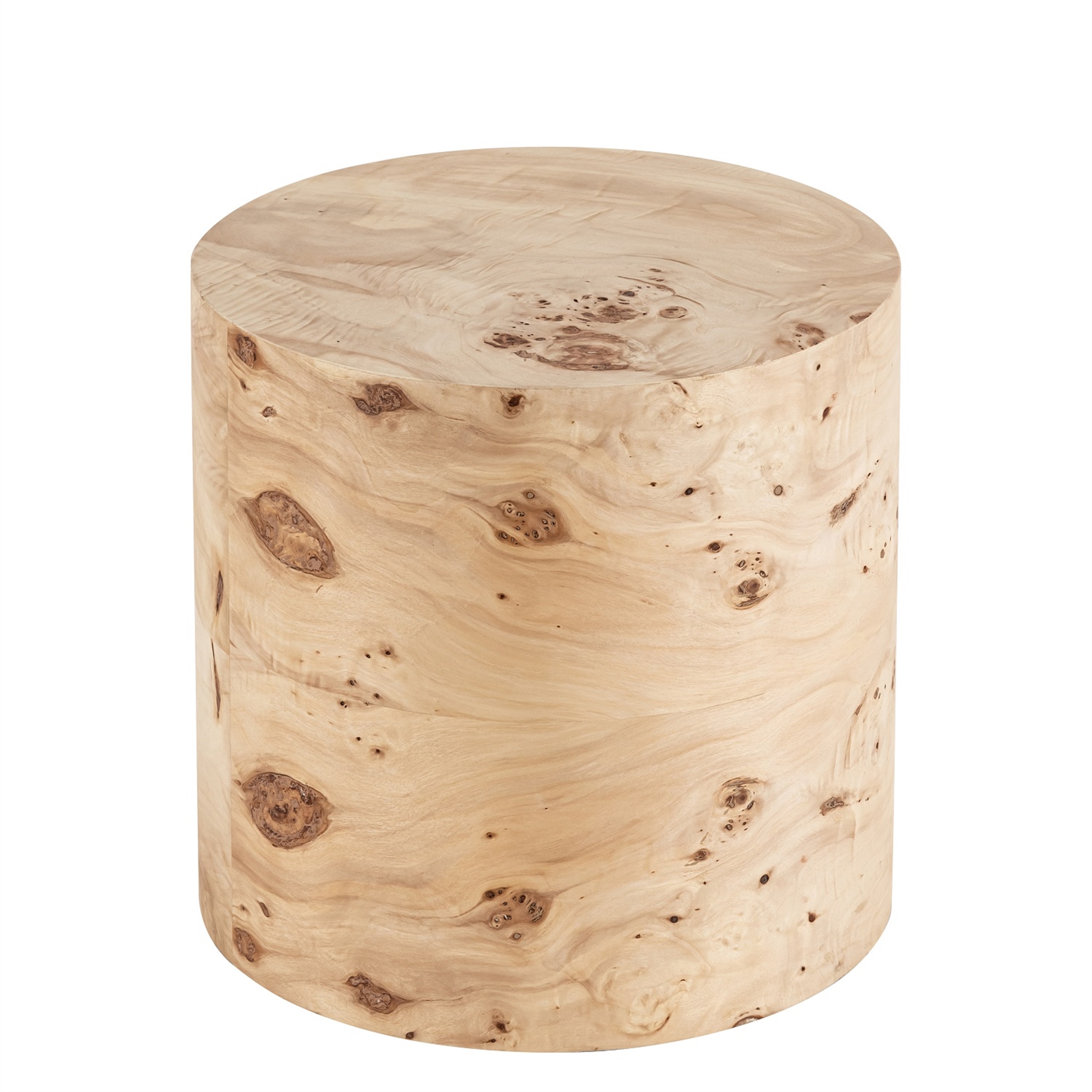 Round Natural Burl Wood Veneer Side Table by BIDKhome - Image 2