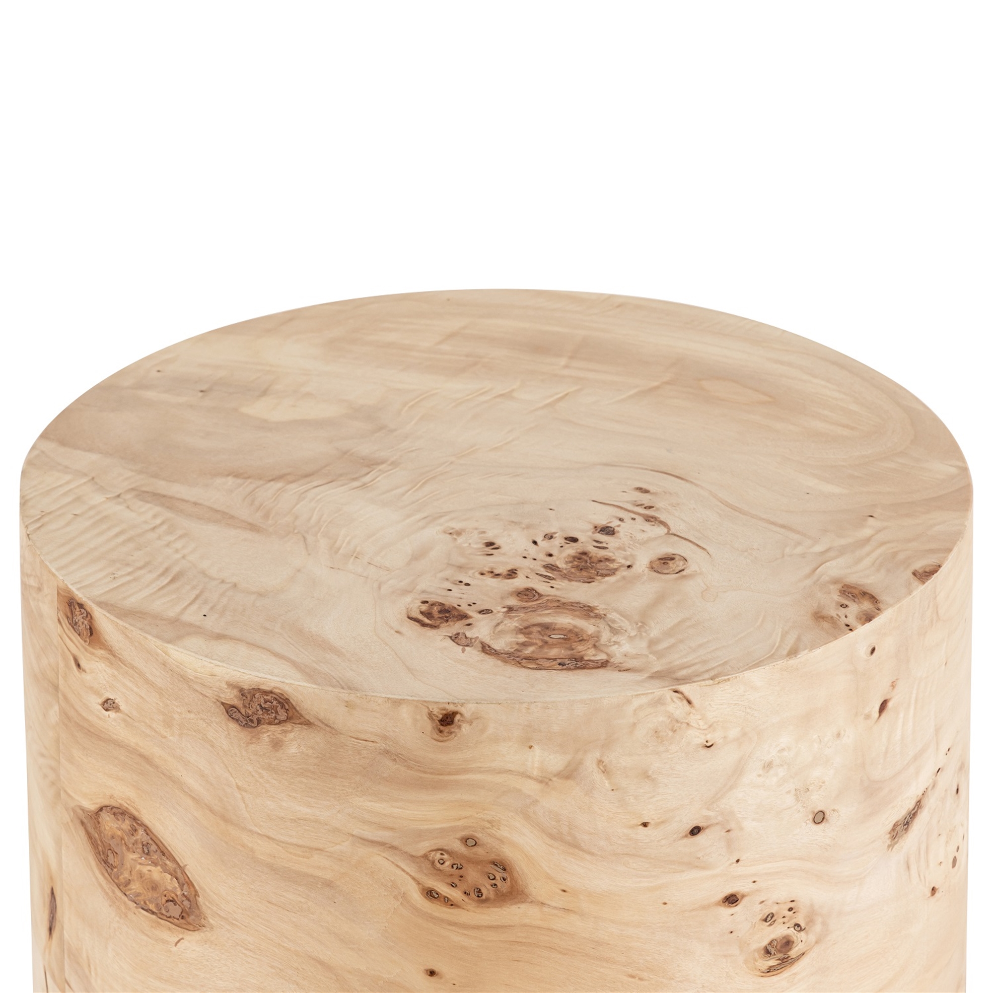 Round Natural Burl Wood Veneer Side Table by BIDKhome - Image 3