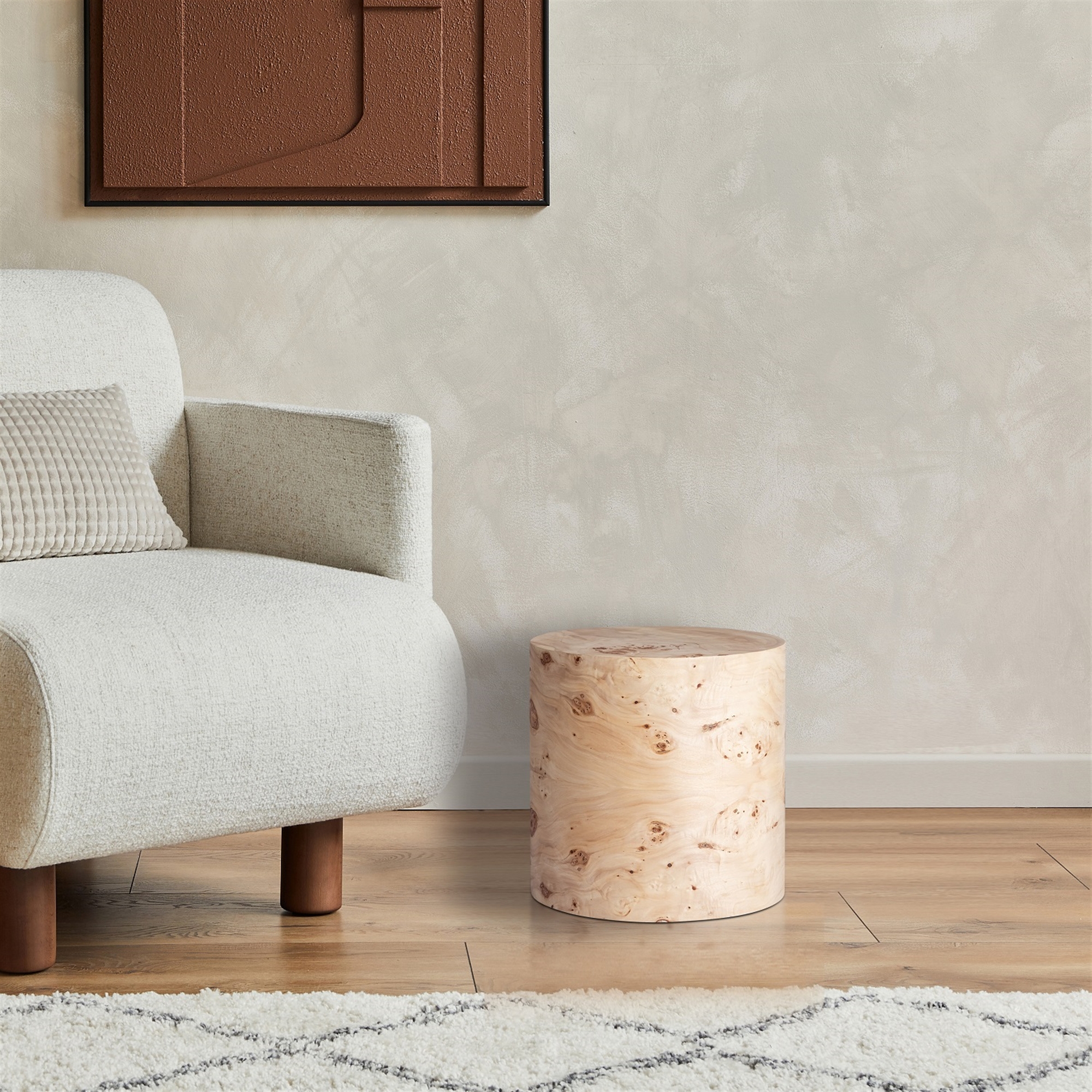 Round Natural Burl Wood Veneer Side Table by BIDKhome - Image 5