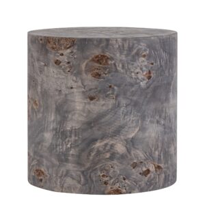 Round Charcoal Finish Veneer Side Table by BIDKhome