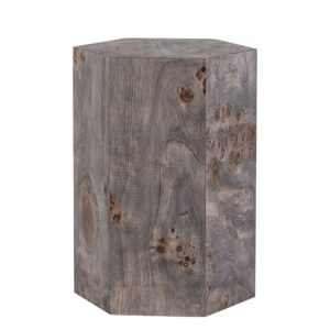 Hexagon Charcoal Finish Veneer Side Table by BIDKhome