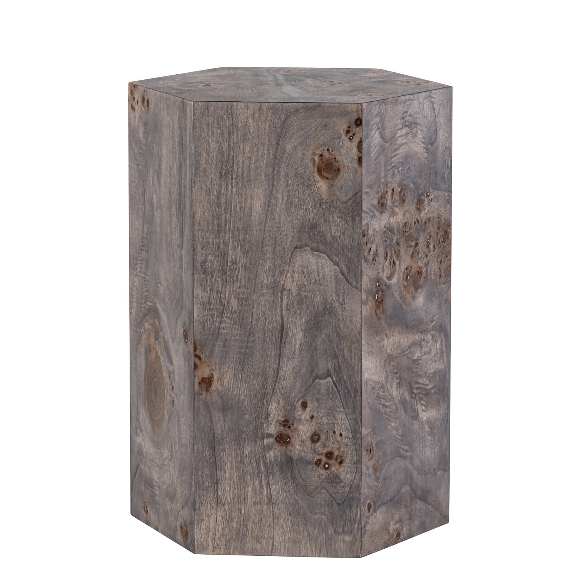 Hexagon Charcoal Finish Veneer Side Table by BIDKhome
