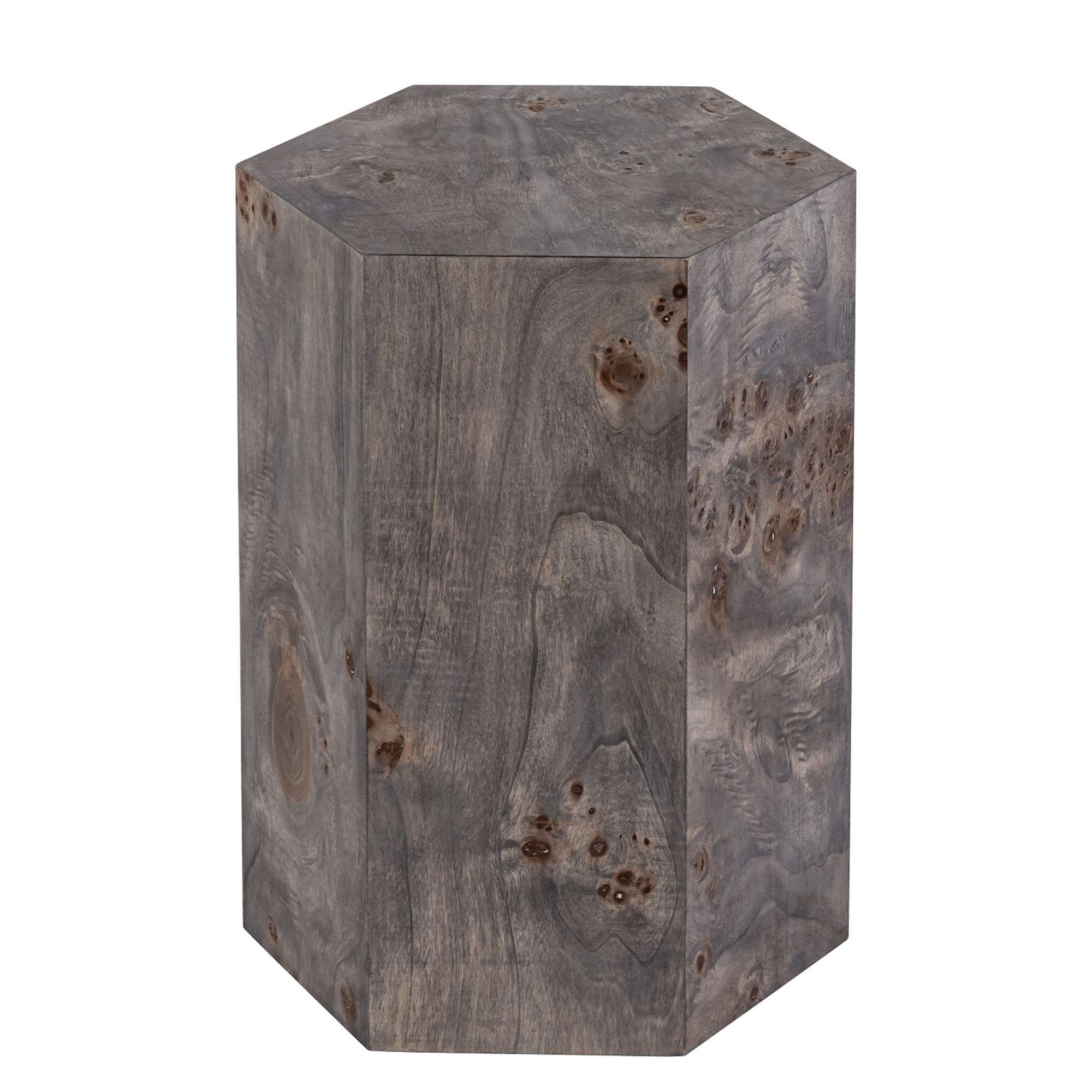 Hexagon Charcoal Finish Veneer Side Table by BIDKhome - Image 2
