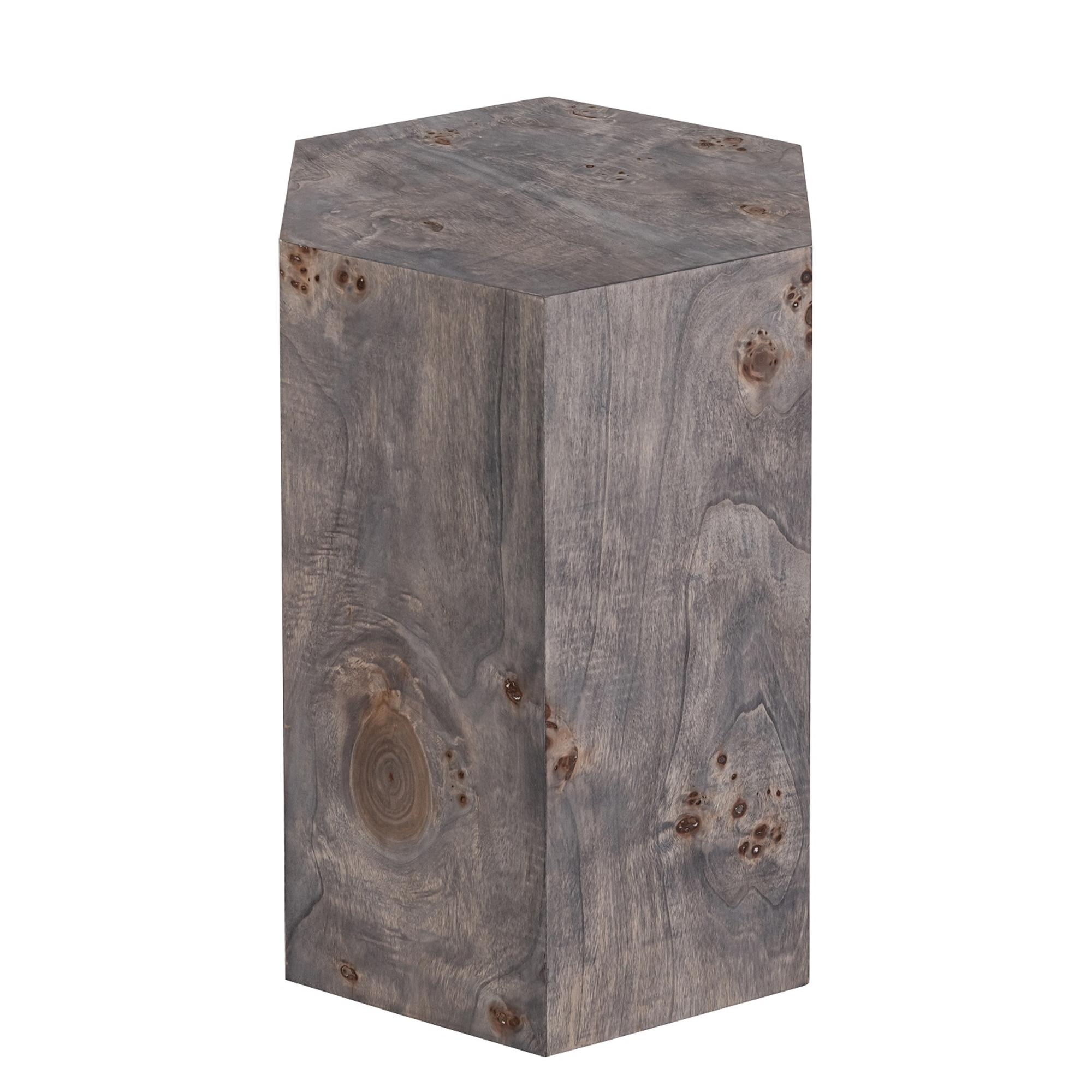 Hexagon Charcoal Finish Veneer Side Table by BIDKhome - Image 3