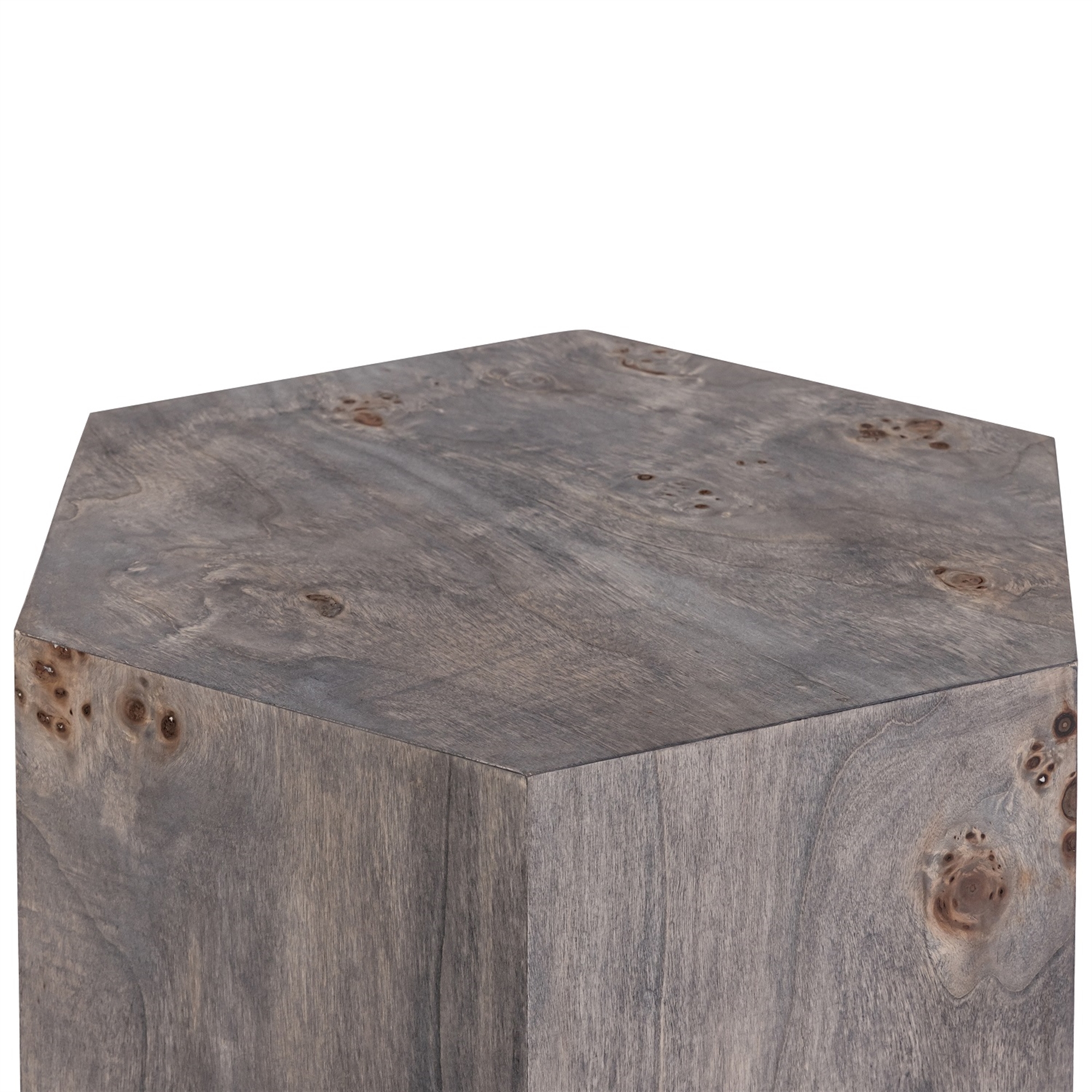 Hexagon Charcoal Finish Veneer Side Table by BIDKhome - Image 4