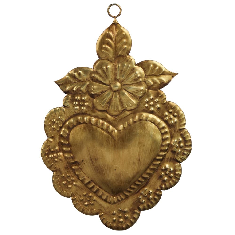Antique Gold Heart Milagro by HomArt