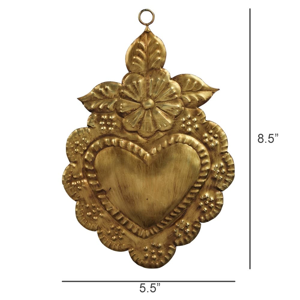 Antique Gold Heart Milagro by HomArt - Image 2