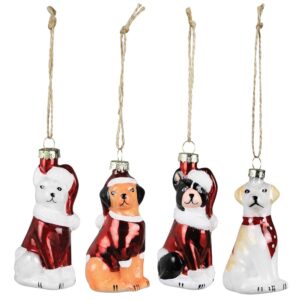 Glass Dog Ornaments Set of 4 by HomArt
