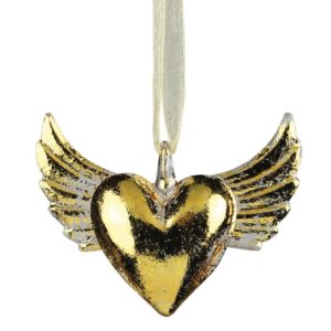 Flying Heart Glass Ornament Set of 2 by HomArt