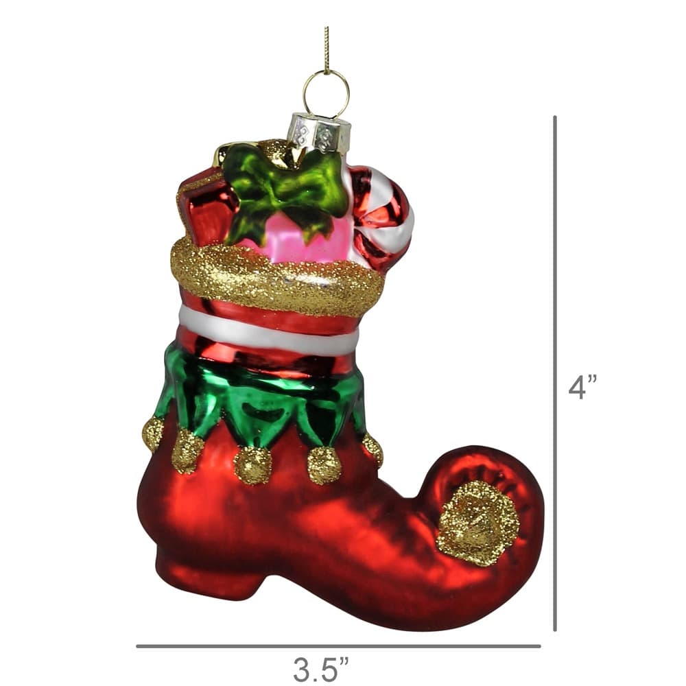 Elf Boot Glass Ornament Set of 2 by HomArt - Image 3