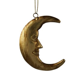 Antique Gold Moon Face Ornaments Set of 3 by HomArt
