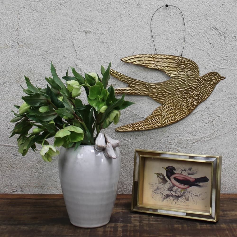 Large Antique Brass Bird Ornament Set of 2 by HomArt - Image 2