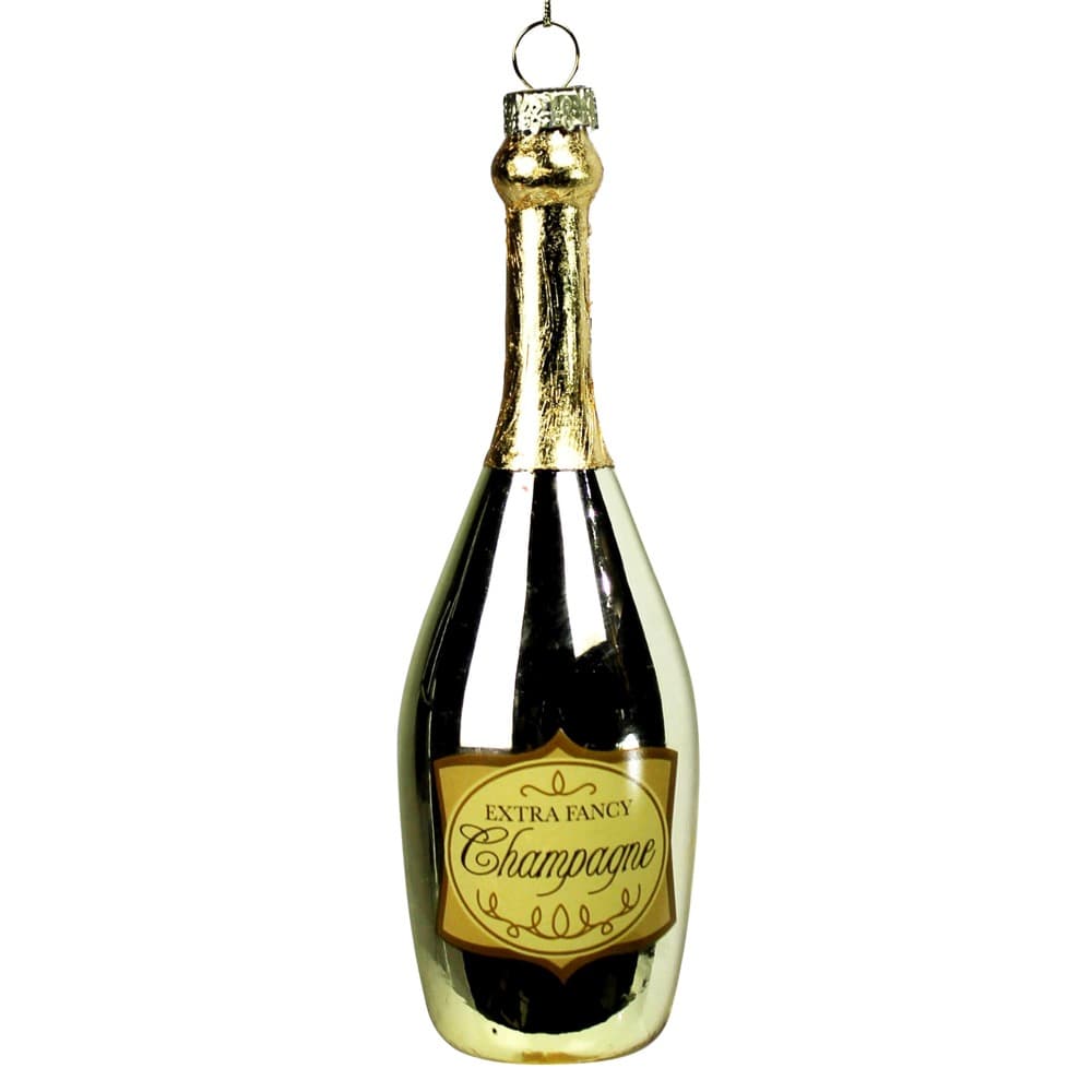 Glass Champagne Bottle Ornament Set of 3 by HomArt