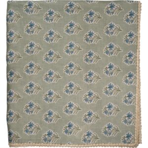 Sage Green and Blue Flower Tablecloth with Floral Lace Edge by Abigails