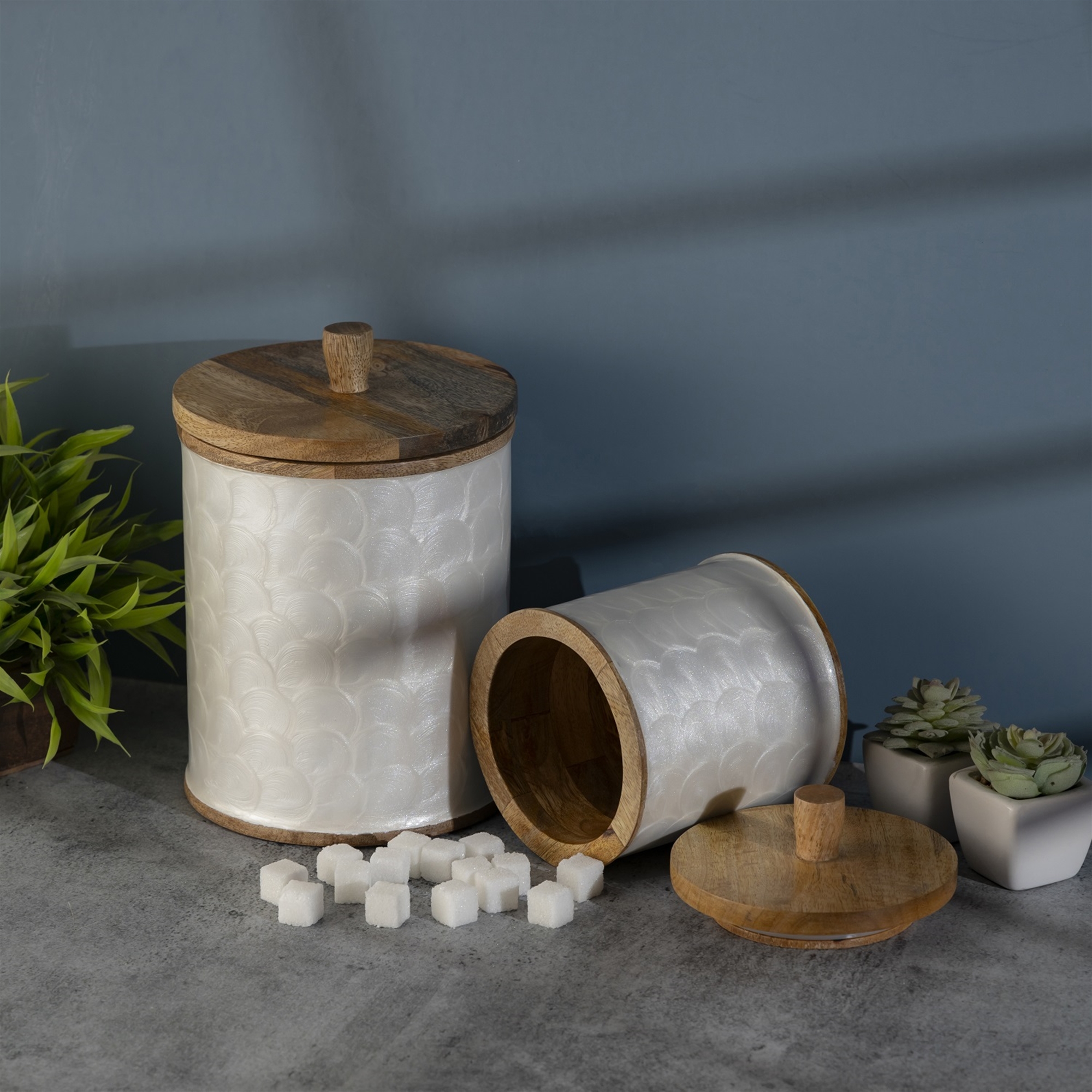 Mango Wood Canister Set of 2 by BIDKhome - Image 9