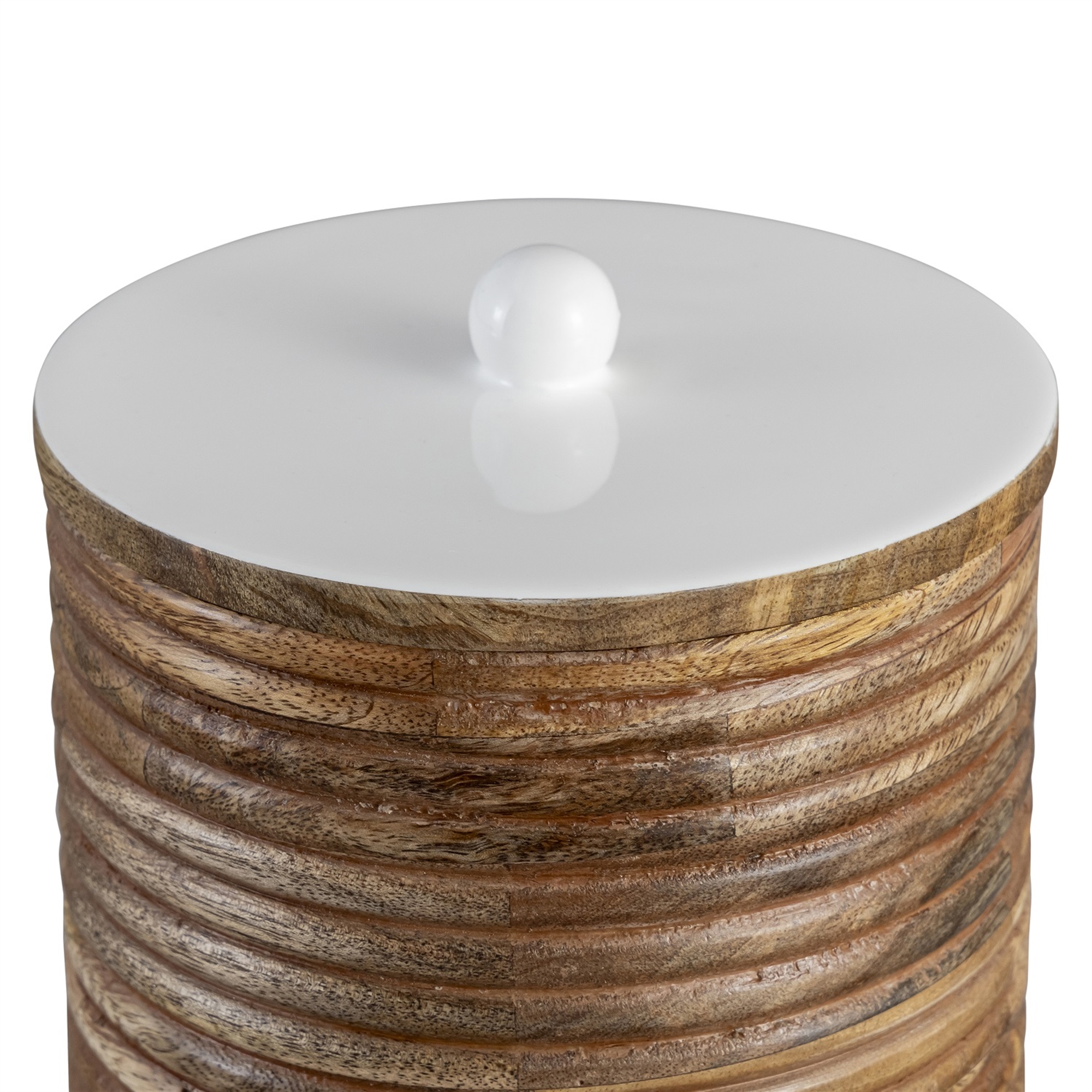 Natural and White Mango Wood Canister Set of 2 by BIDKhome - Image 4