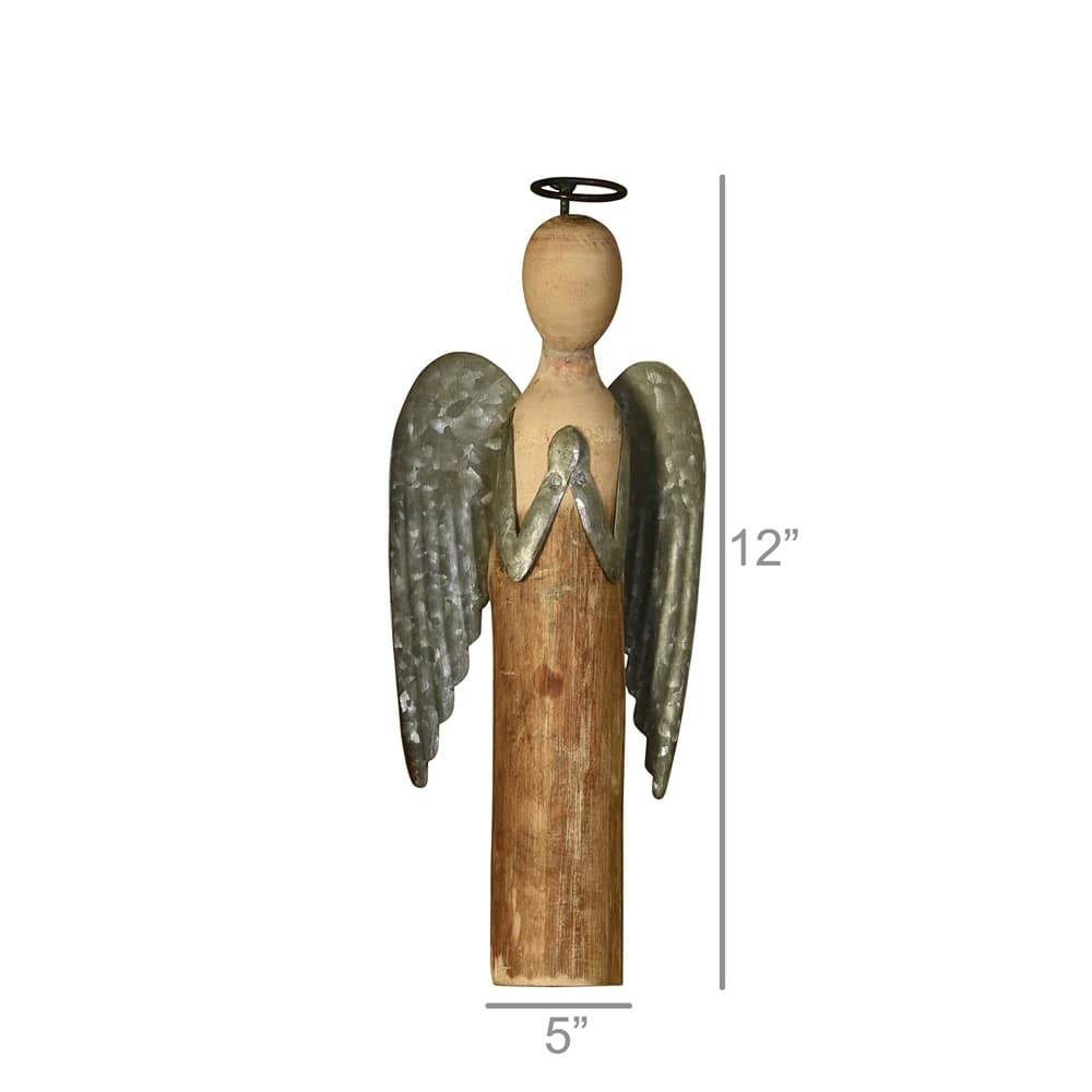 Small Wood and Metal Angel at Prayer by HomArt - Image 3