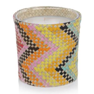 Mia Handwoven Scented Candle Jar Multicolor Zigzag by Zodax