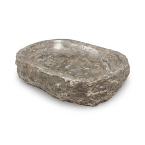 Grey Travertine Rough Organic Shaped Edged Bowl by BIDKhome