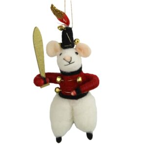 Felt Soldier Mouse Ornament with Sword Set of 2 by HomArt