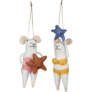 Felt Mice with Starfish Ornaments Set of 2 by HomArt