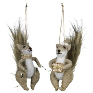 Felt Squirrel Ornaments Set of 2 by HomArt