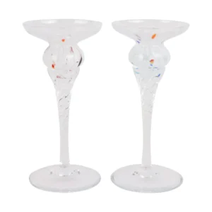 Chiara White Short Candlesticks  Set of 2 by VIETRI