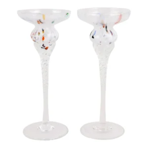 Chiara White Tall Candlesticks  Set of 2 by VIETRI