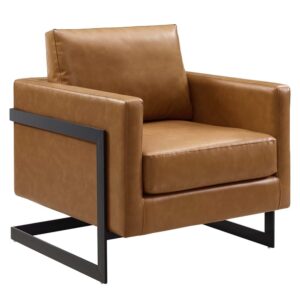 Posse Vegan Leather Accent Chair in Black Tan by Modway