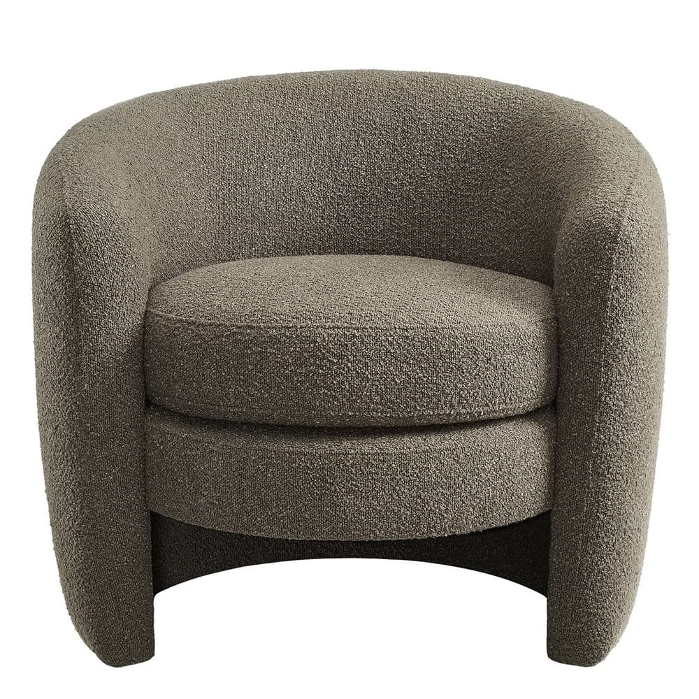 Affinity Upholstered Boucle Fabric Curved Back Armchair in Pebble by Modway - Image 3