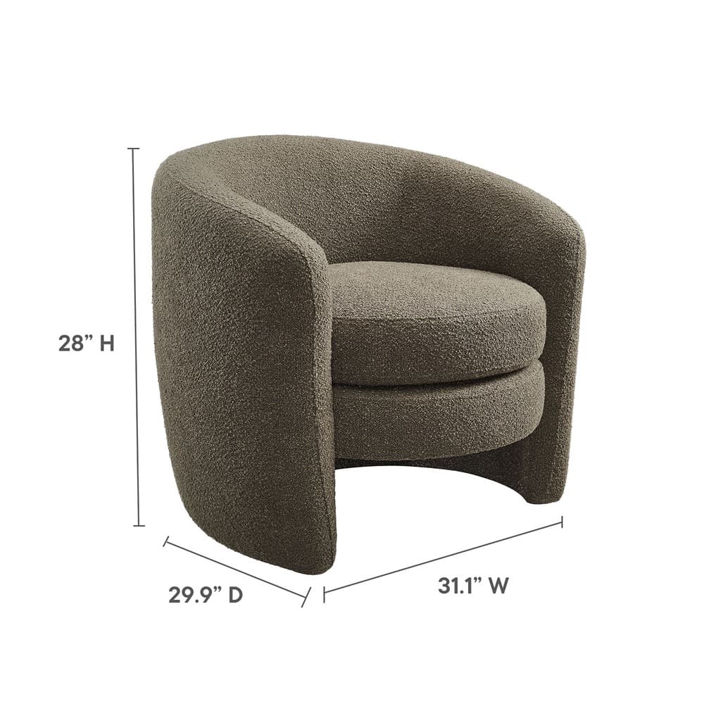 Affinity Upholstered Boucle Fabric Curved Back Armchair in Pebble by Modway - Image 7