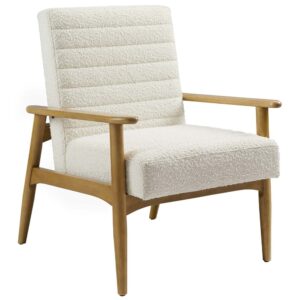 Jensen Boucle Fabric Accent Chair in Walnut and Ivory by Modway