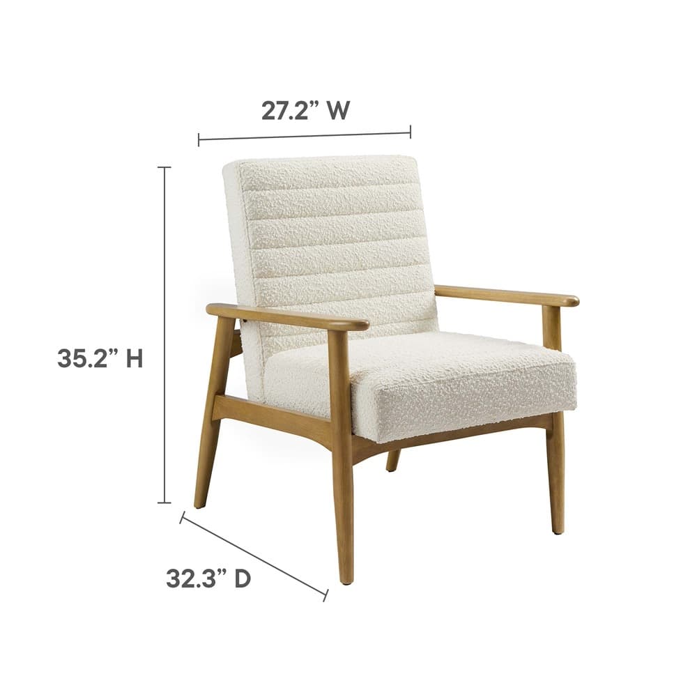 Jensen Boucle Fabric Accent Chair in Walnut and Ivory by Modway - Image 7