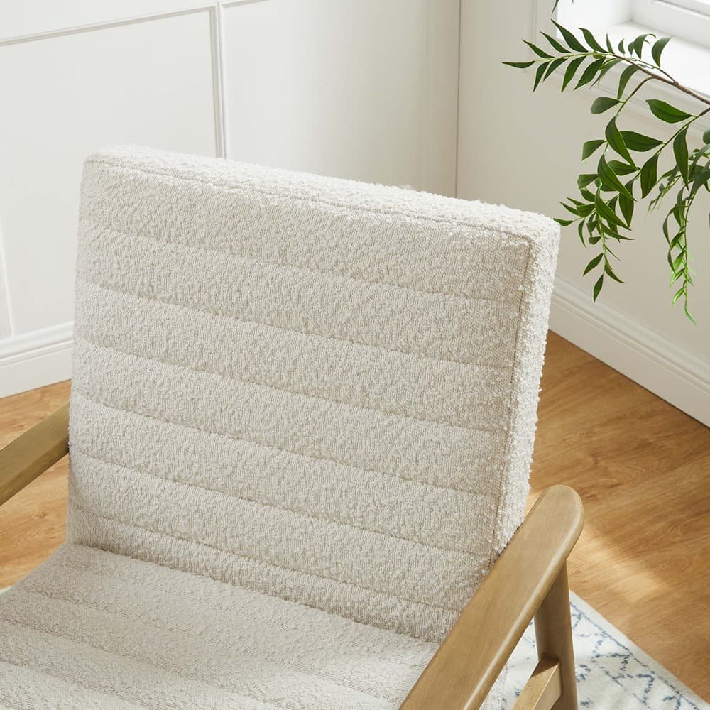 Jensen Boucle Fabric Accent Chair in Walnut and Ivory by Modway - Image 8