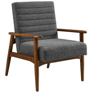 Jensen Boucle Fabric Accent Chair in Walnut and Charcoal by Modway