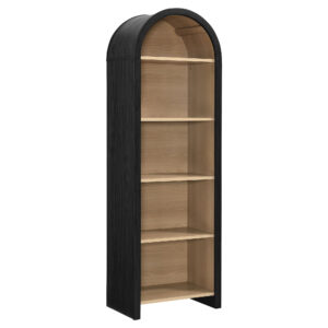 Evie Arched Narrow Bookcase Display Cabinet in Black by Modway