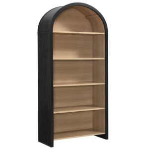 Evie Arched Wide Bookcase Display Cabinet in Black by Modway