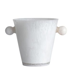 White Resin Ice Bucket with Handles by BIDKhome