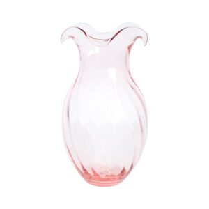 Hibiscus Glass Vertical Fluted Small Pink Vase in Gift Box by VIETRI