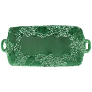 Lastra Holiday Green Figural Handled Rectangular Platter by VIETRI