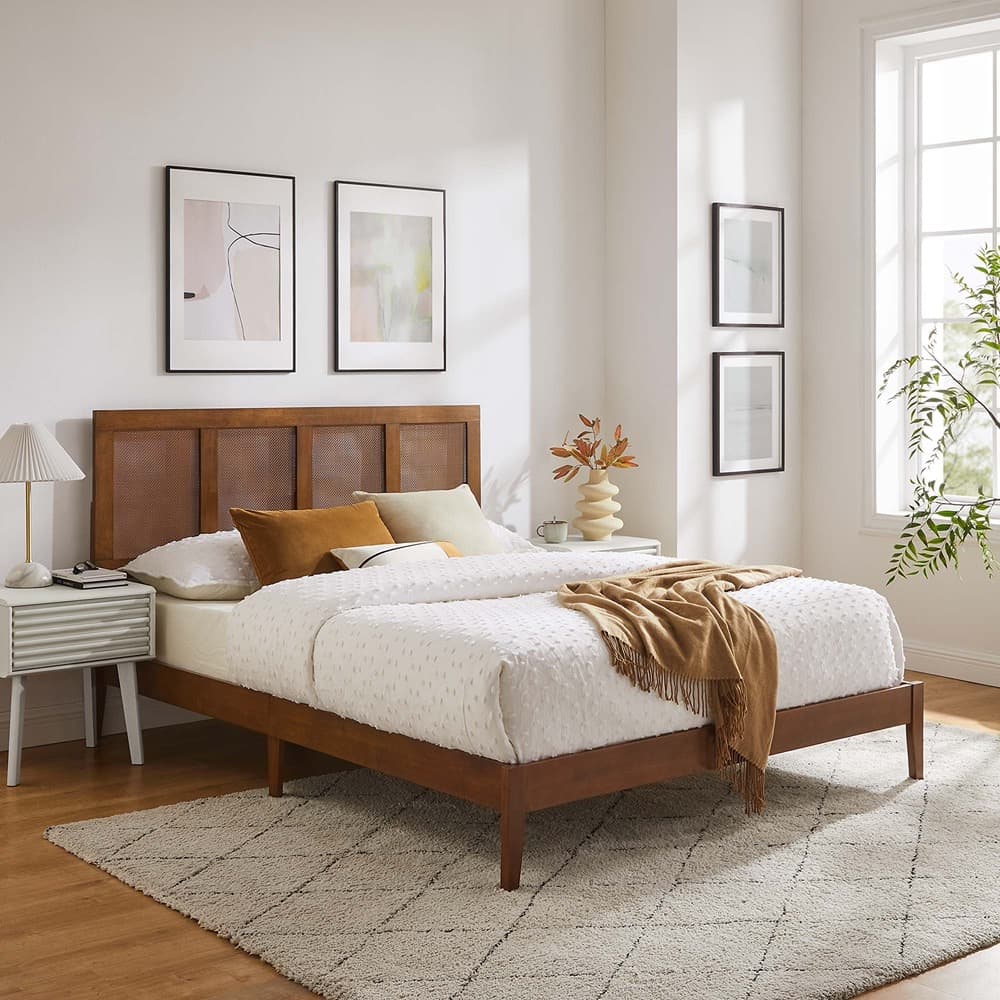 Sirocco Rattan and Wood King Platform Bed by Modway - Image 12